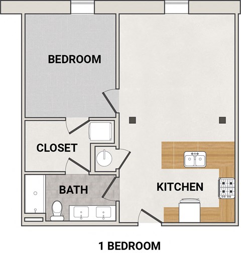 Floor plan for studio, 1 bath, 705 sqft